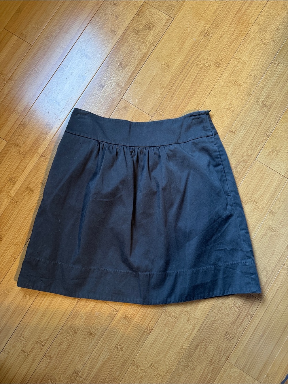 LOFT Black Gathered Mini Skirt with Wide Waistband
